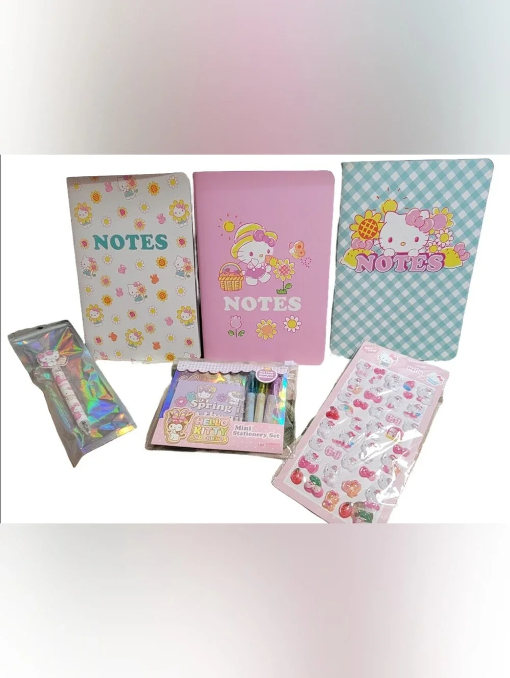 Hello Kitty Pastel Notebook & Stationery Set in Pink, Teal & White